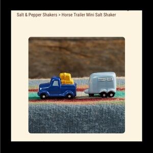 Blue Ceramic Car and Trailer Salt and Pepper Shakers